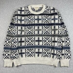Vintage St. Johns Bay Sweater Mens Large Aztec Geometric Knit Crewneck 90s